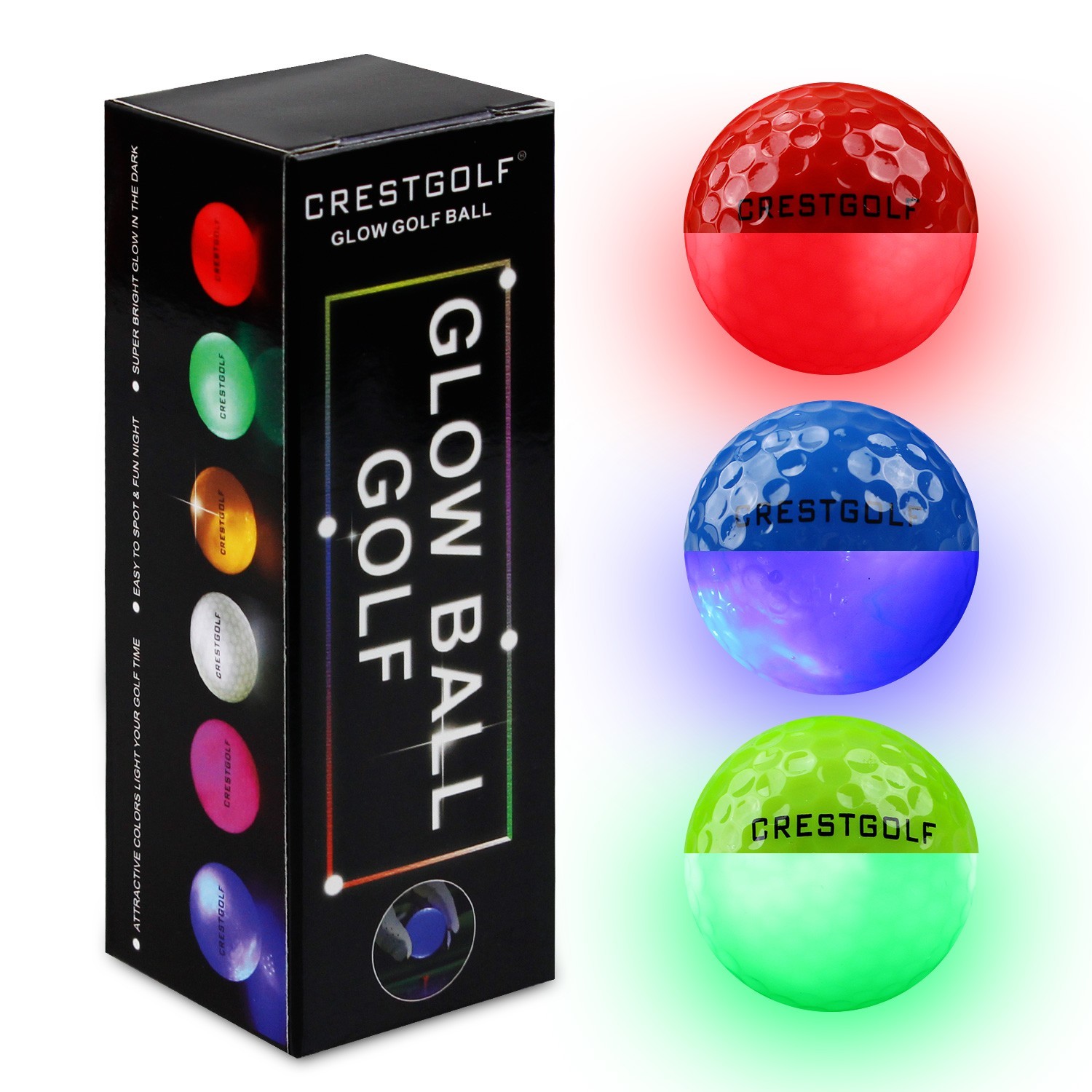 Glow in the Dark Golf Ball, Super Bright Light Up LED Balls , 3 Pack