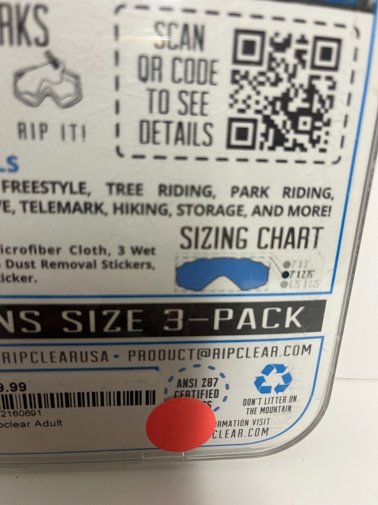 RIPCLEAR Flat Goggle Lens Protector NIB 3-Pack Sz M or L Scratch Resistant