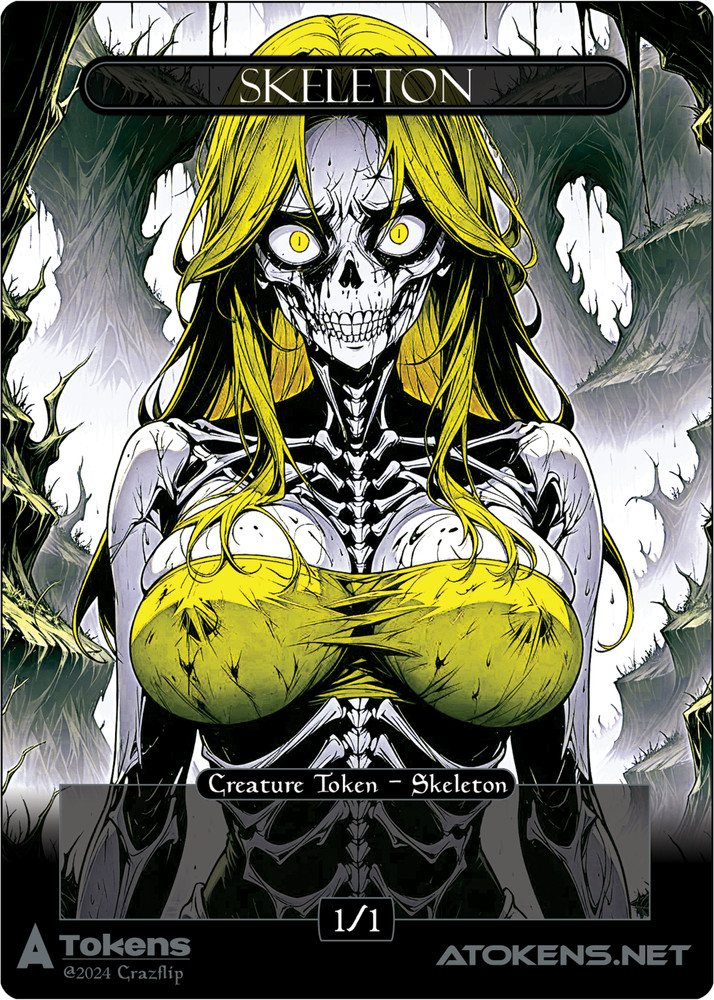 Skeleton Token 1/1 – Black Skeleton For MTG