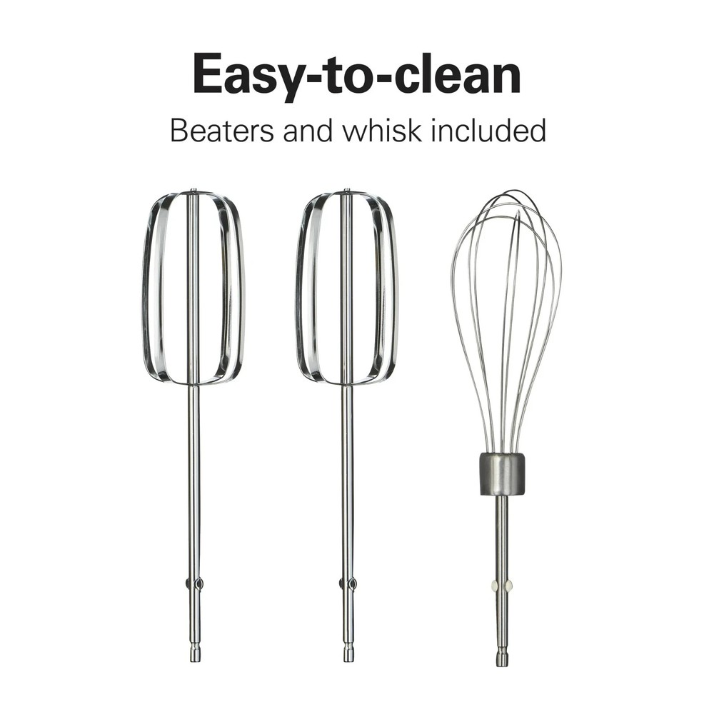 Hamilton Beach 6 Speed Hand Mixer with Quickburst, Includes Snap-On Case, 3 Atta