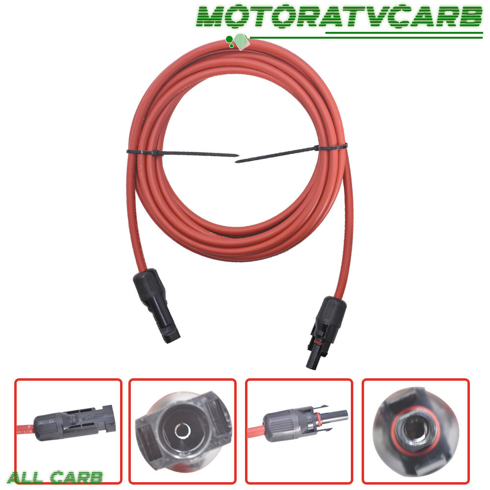 ALL-CARB 10 AWG 15 FT Solar Panel Extension Cable Wire Connector Black + Red