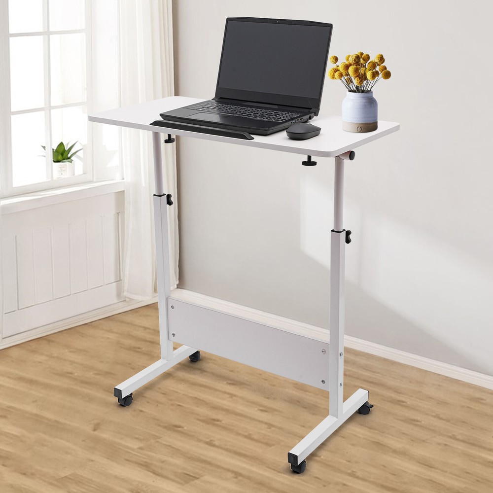 Adjustable Height Rolling Desk with Tilted Surface for Home and Office