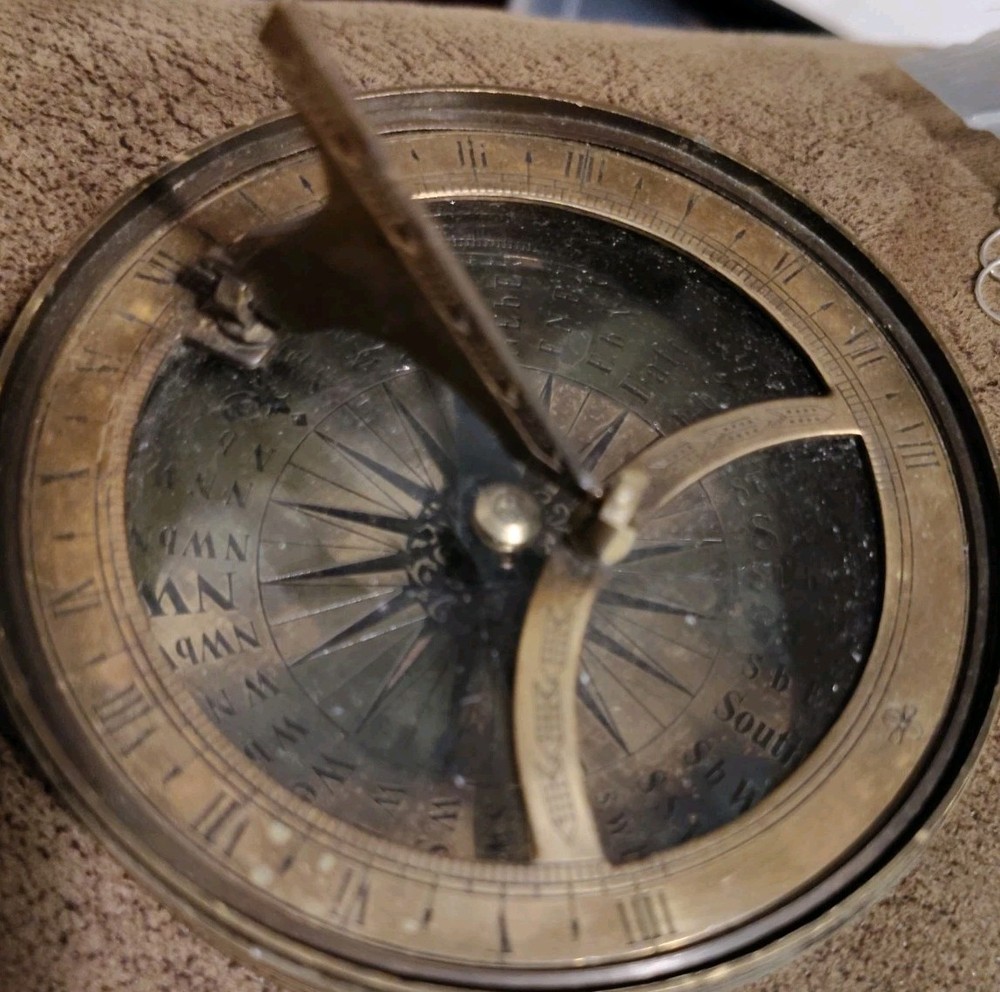 Solid Brass Captain's Sundial Compass Nautical Handmade Home Décor Compass