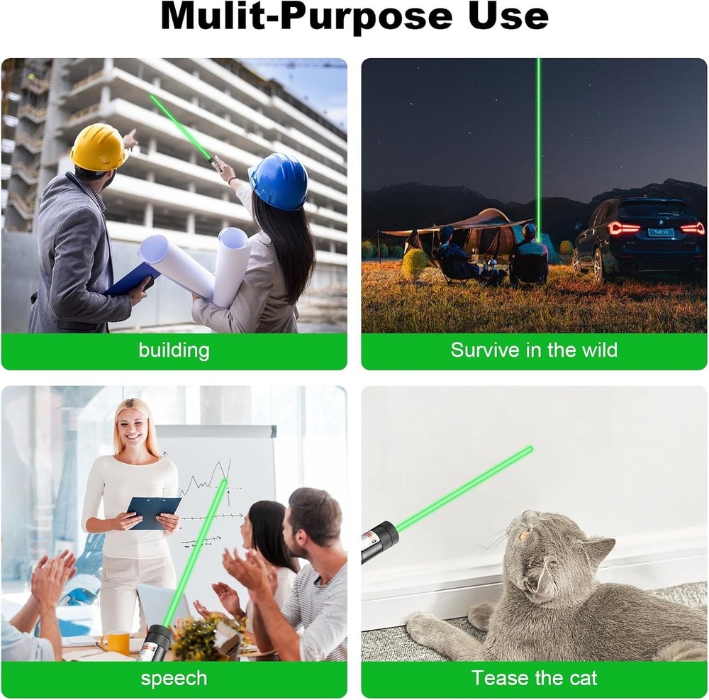 Durable USB Rechargeable Green Laser Pointer - Ideal for Hiking & Presentations