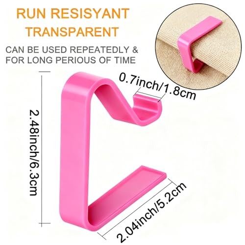 Transparent Clear Tablecloth Clips, Plastic Table Cloth Clips，Table Large-Pink
