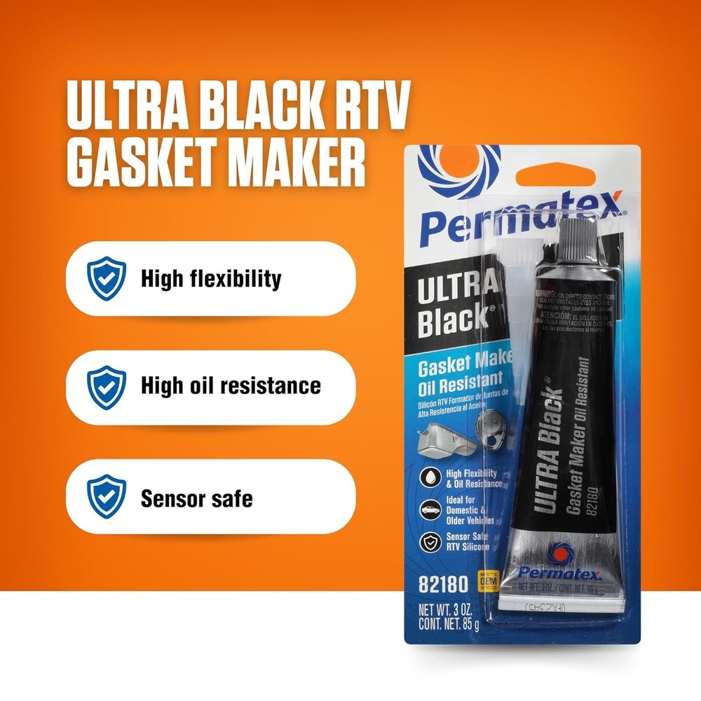 Ultra Black RTV Silicone Gasket Maker - 3 oz, Sensor-Safe & Waterproof Solution
