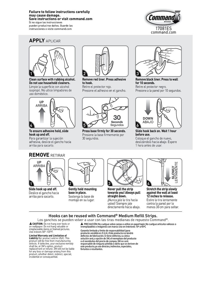 Command Medium Designer Hooks, 2 Hooks and 4 Command Strips, Damage-Free Han...