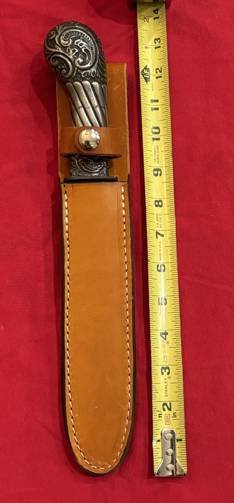 ANTIQUE SWORD HANDLE & USA FILE TO A THEATER KNIFE - NEW SHEATH