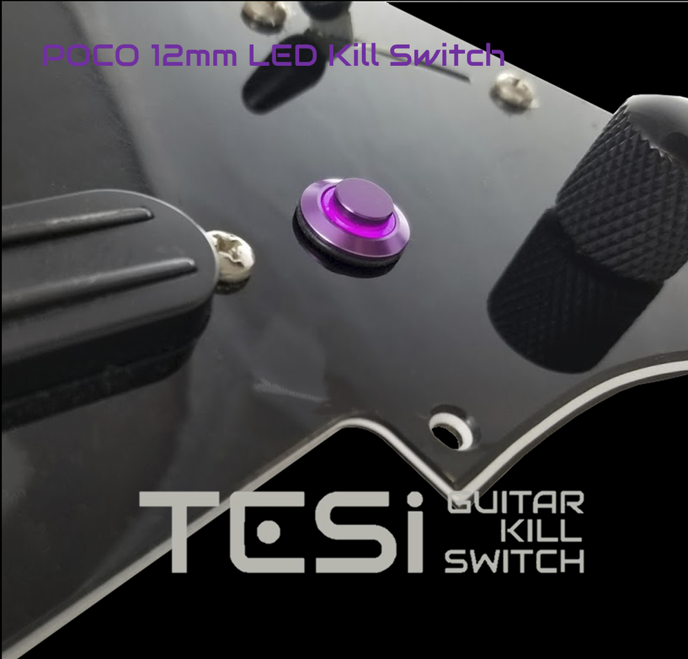Tesi POCO 12MM LED Momentary Push Button Guitar Kill Switch Purple/Purple
