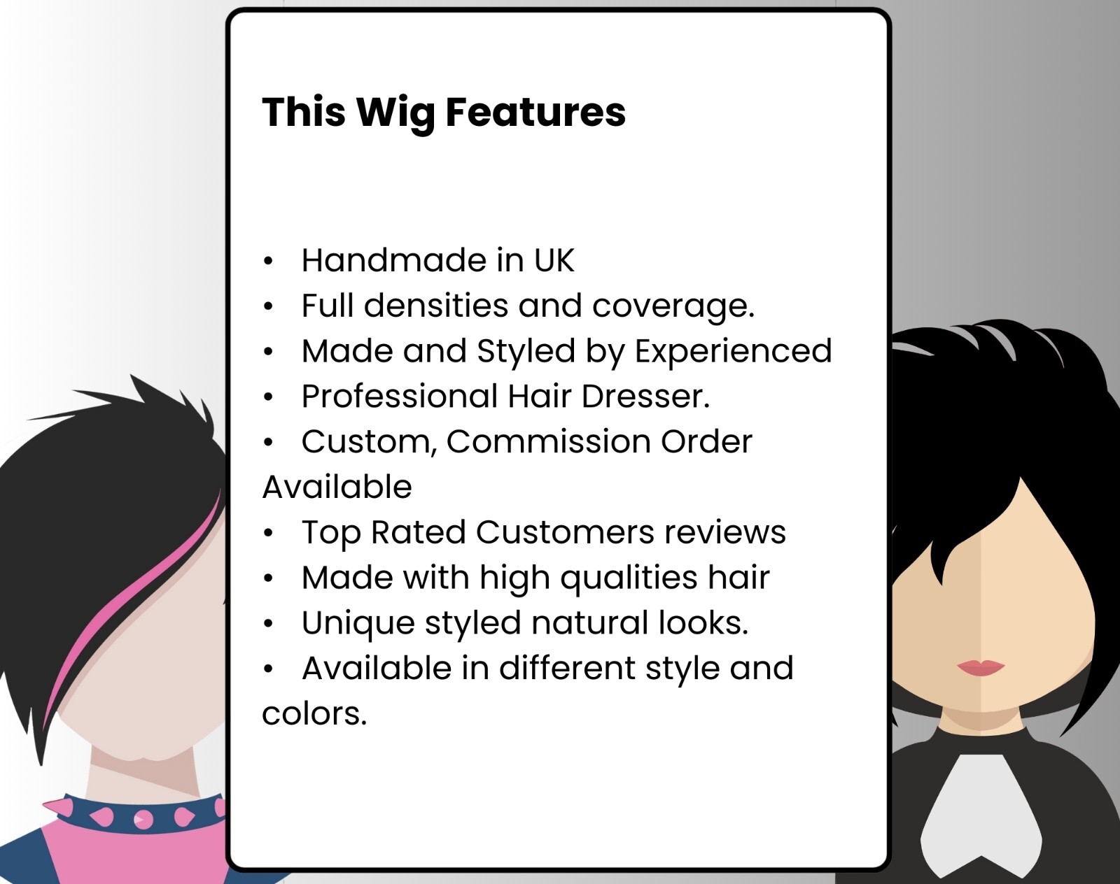 Emo Scene Wig Black Layered Shag Mullet Wig with Straight Bangs