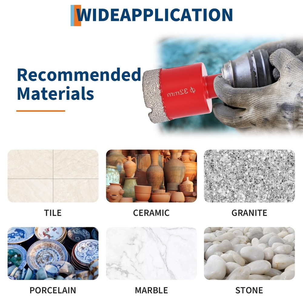 Diamond Hole Saw Kit with Chamfer Drill Bit – Evacuate Brazed Core Drill Bits