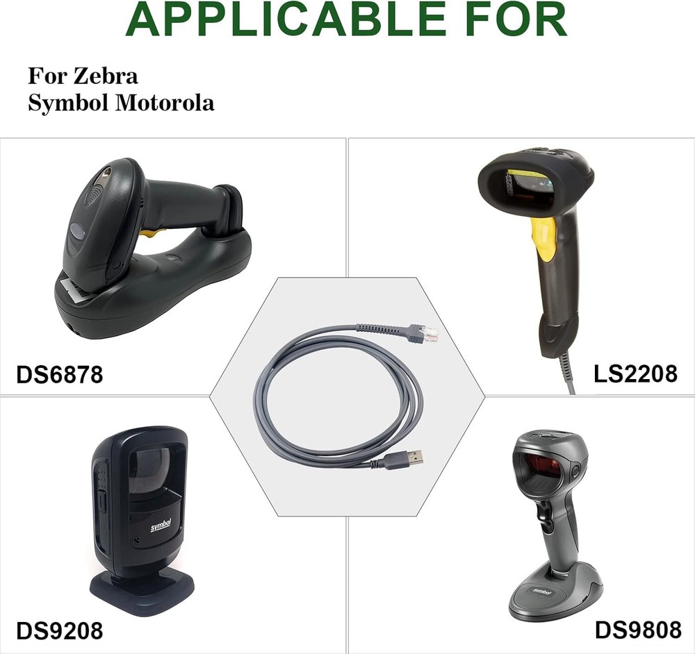 ✅ USB cable for Symbol Motorola Barcode Scanner 7FT 2M ✅ Fast Shipping