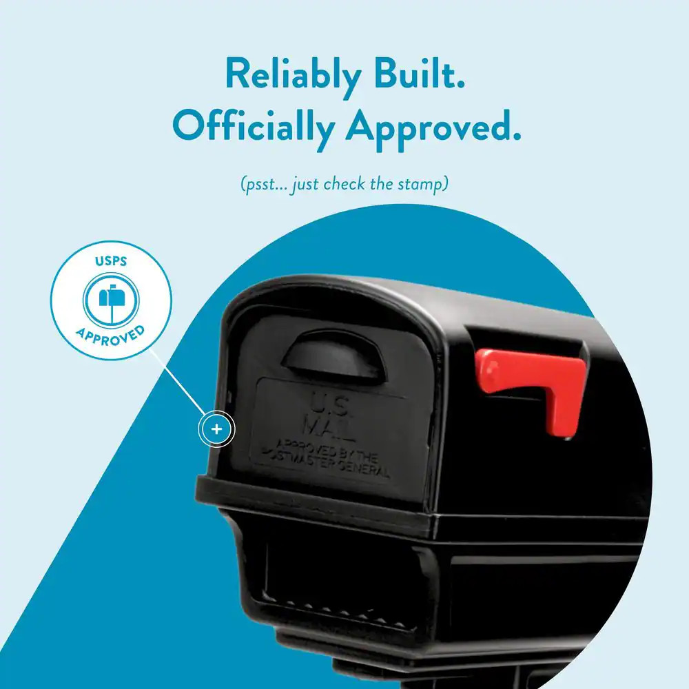 Gentry Black, Medium, Plastic, All-In-One Mailbox and Post Combo