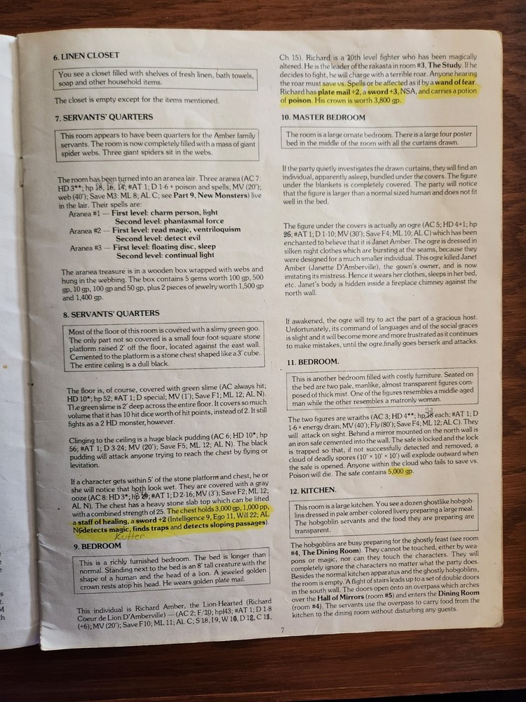 X2 Castle Amber module adventure D&D TSR Basic Dungeons & Dragons BECMI
