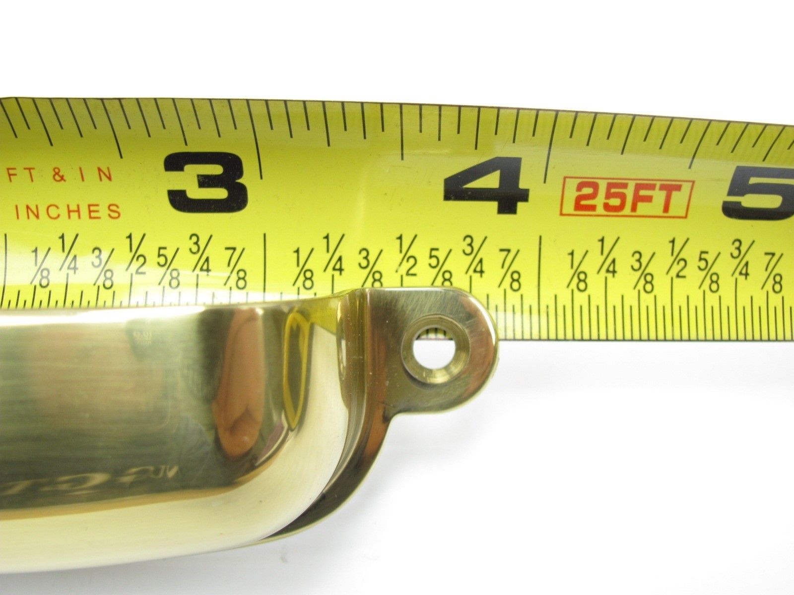 (SALE) Heavy Duty POLISHED - SOLID BRASS - 4" PULL HANDLE KNOB w/SCREWS - (NEW)