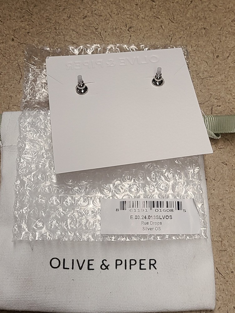 Rue Drops Olive & Piper Earrings Silver