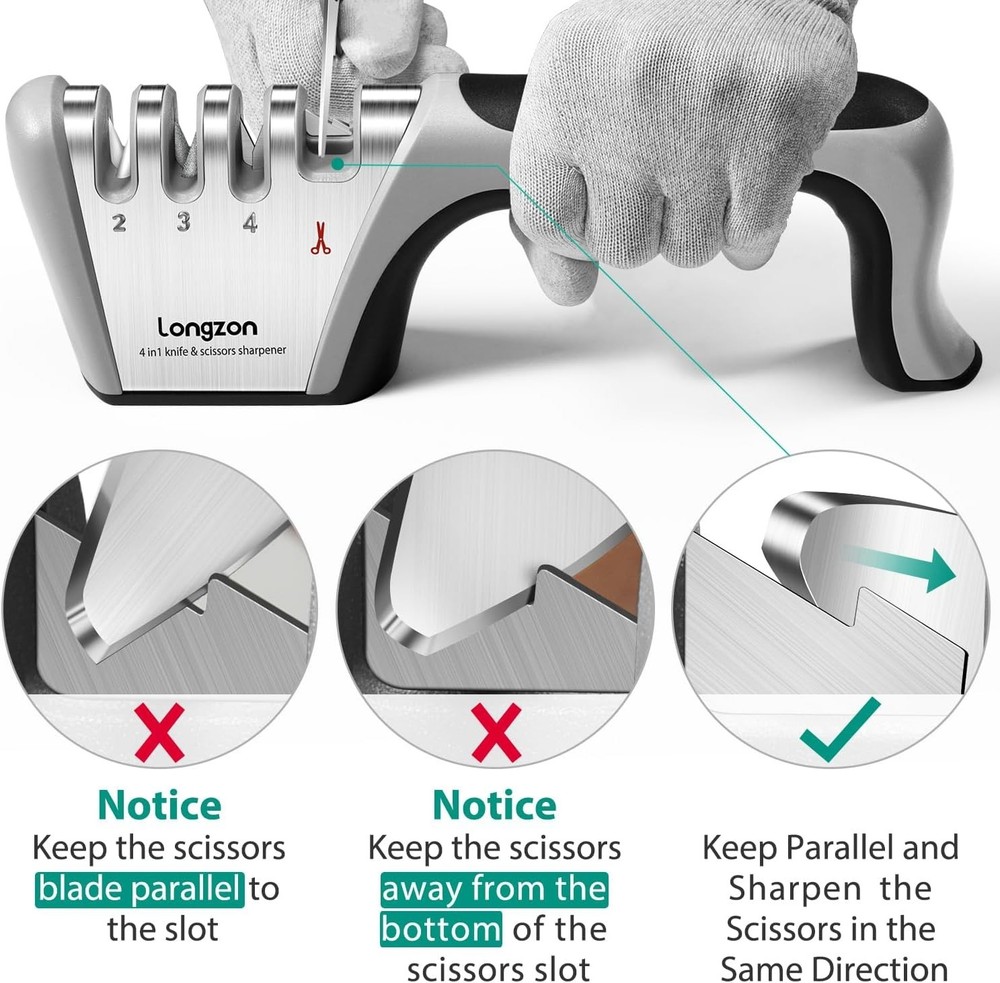 4-Stage Knife Sharpening System + Cut-Resistant Glove