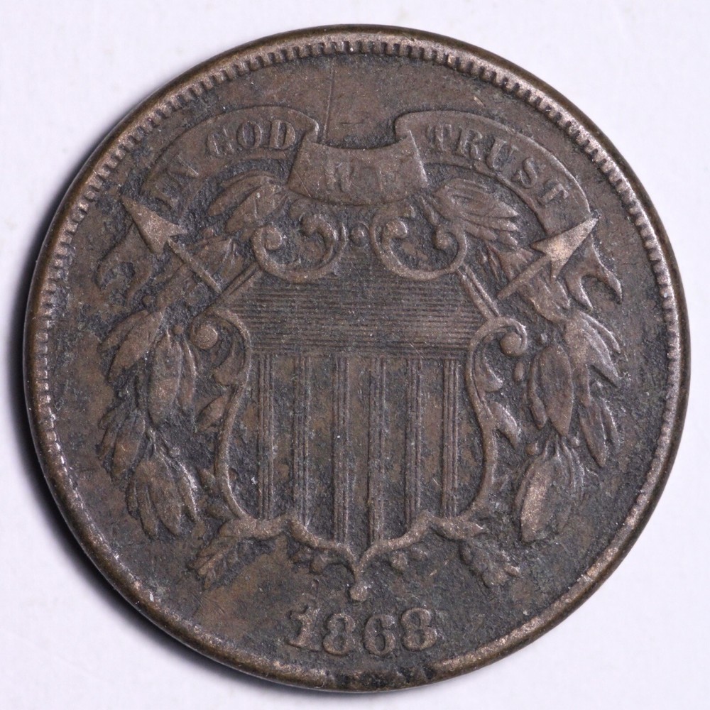 1868 2 Cent Piece VF+ FREE SHIPPING E540 YF