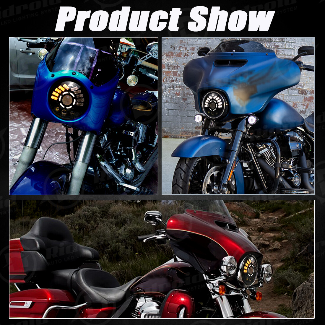 For Harley Ultra Classic Electra Glide FLHTCU 7" LED Headlight Fog Passing Lamp