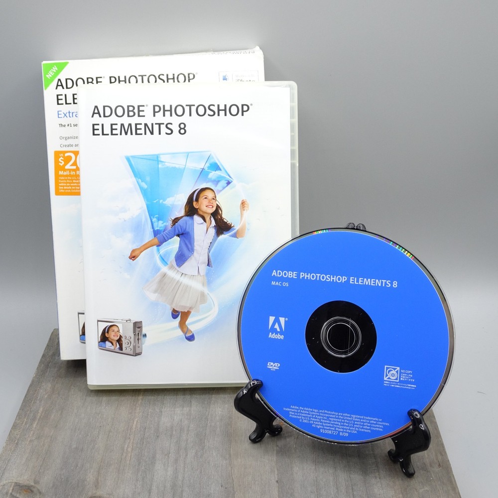 Adobe Photoshop Elements 8 Software Disc w/ Serial Number For Mac OS