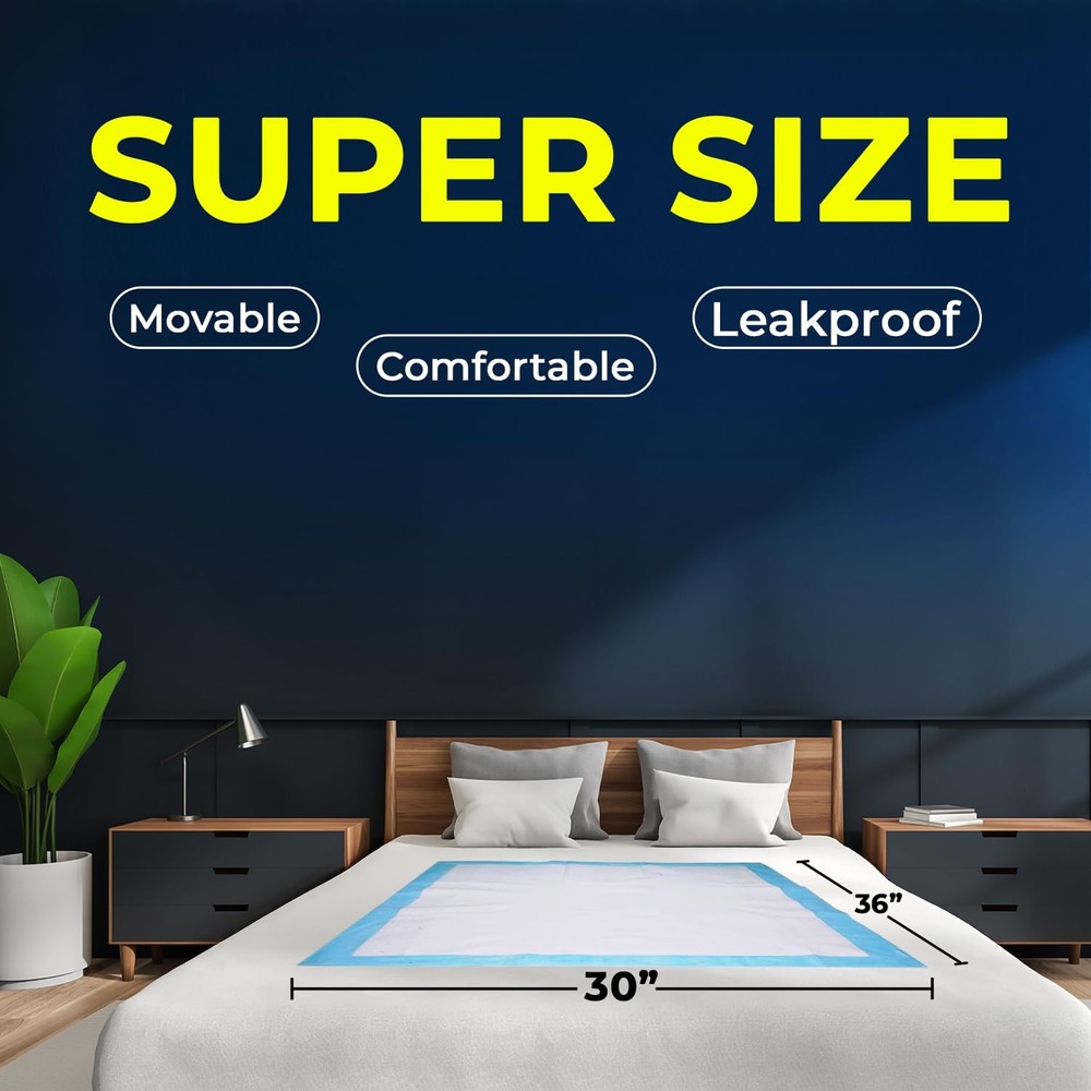 Super Absorbent White; Blue Backing; Light Blue; Disposable Underpad Color