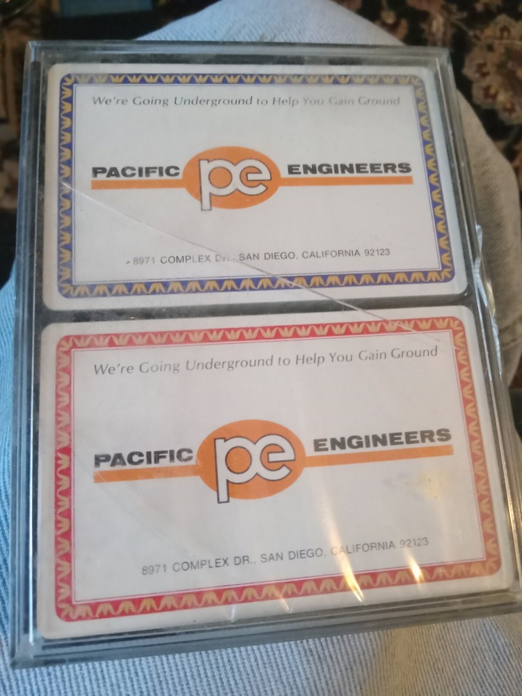 Vintage Pacific Engineers Sealed Playing Cards in Case 2 Decks