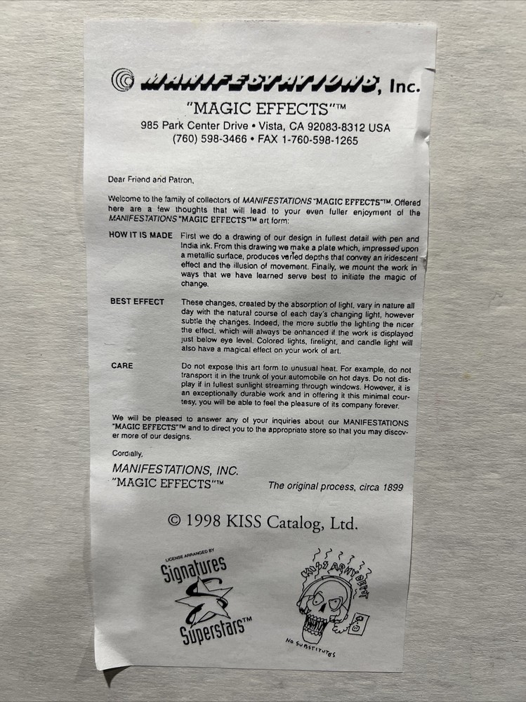 Kiss Memorabilia Psycho Circus Picutre