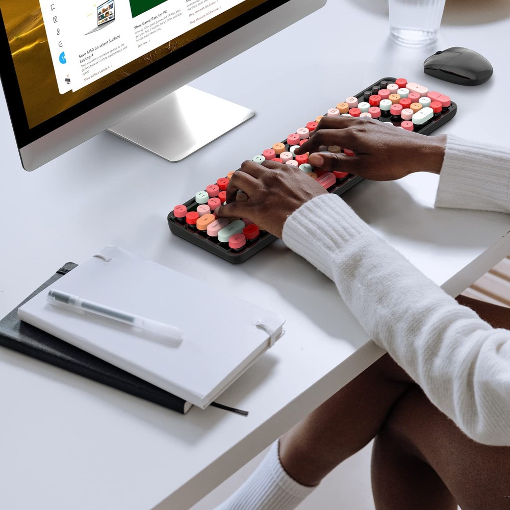 Wireless Keyboard and Mouse Combo Retro Typewriter Style for PC Windows