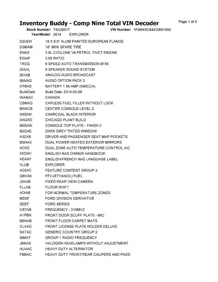 EXPLORER 2014 Speedometer 981587