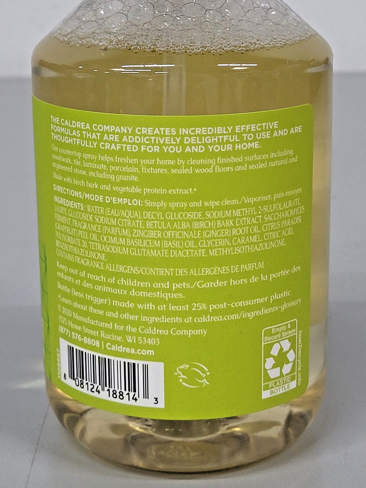 Caldrea Multi-surface Countertop Spray, Ginger Pomelo Scent - DISCONTINUED