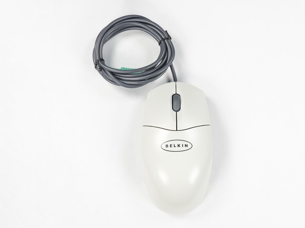 Belkin NetMaster F8E204 3 Button PS/2 Scroll Wheel Ball Mouse Clean Tested