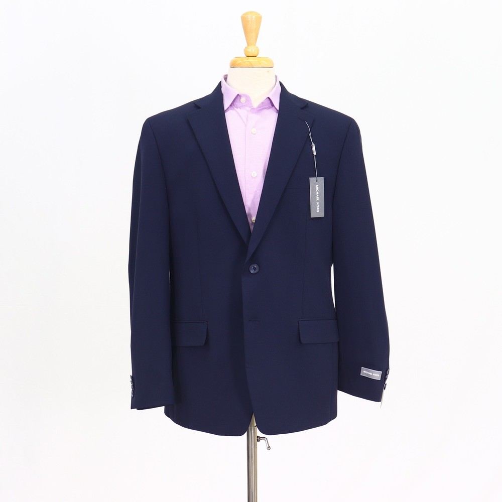 Michael Kors 44R Navy Sport Coat Blazer Jacket Solid 2-Button Wool