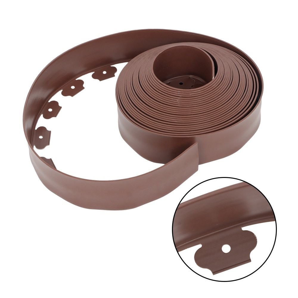 66FT 4” No Dig Lawn Border L-shaped Brown Garden Edging Kit W/ 60 Spike Plastic
