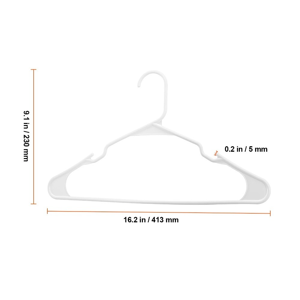 Slim 0.2-inch Hangers, 50-Pack, White, with Durable Triangular Structure
