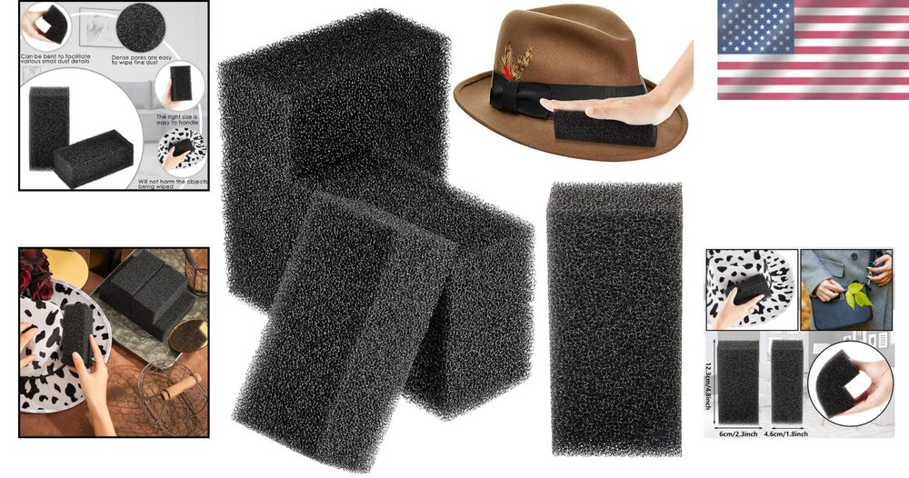 Versatile Hat Cleaner Kit - 6 Durable Black Sponges for Easy Maintenance