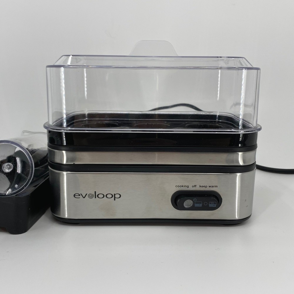 Evoloop Electric Egg Cooker for 6 Eggs With Measuring Cup and Additional Trays