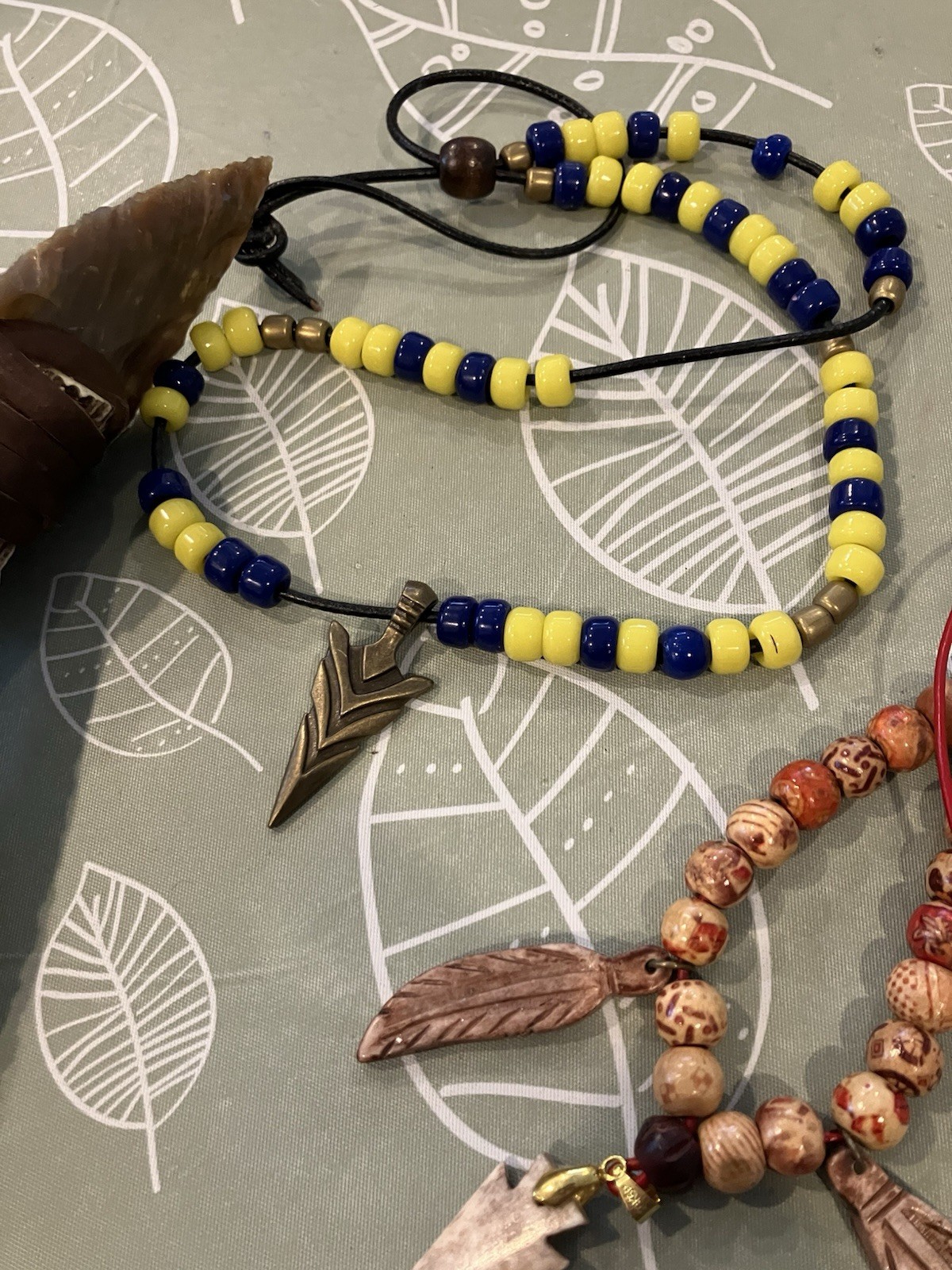 Flint Knapped Stone Arrowhead Blade W/ Antler Handle Knife 8.”inch & EXTRAS