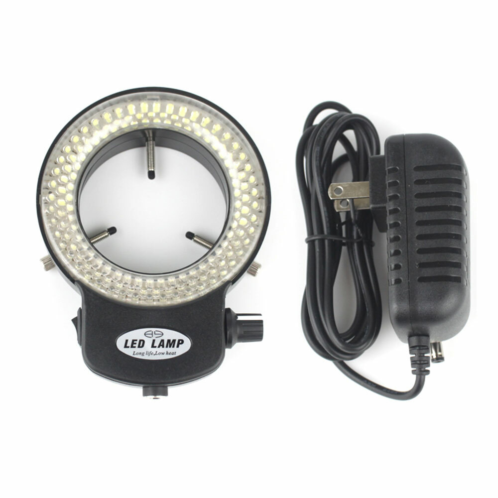 Black 144 LED Bulbs Microscope Ring Light Illuminator Lamp US Plug #SH