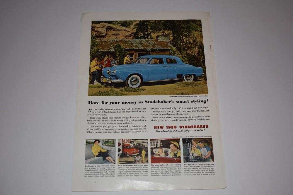 Vintage 1950 Studebaker Print Ad. Studebaker Champion.
