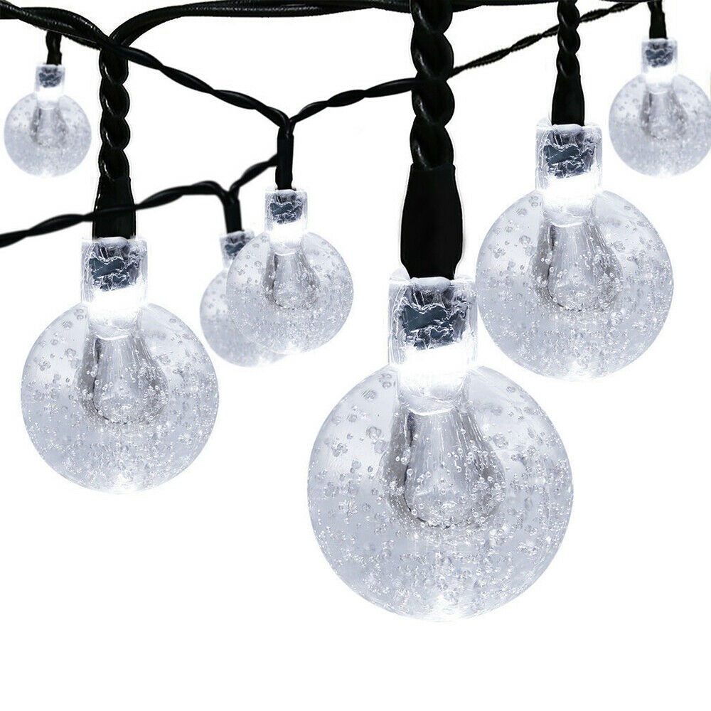 33FT 100LED Outdoor Solar Globe String Lights Bubbles Ball 8 Modes Yard Light