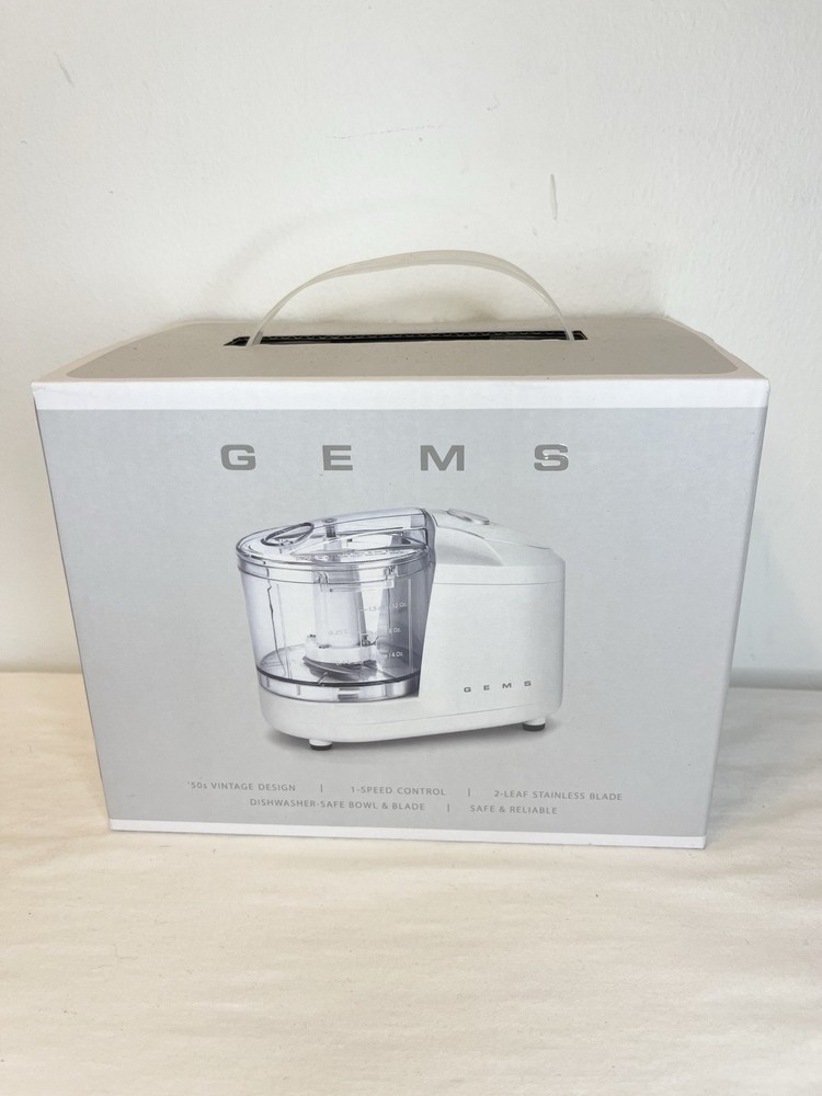 Gems White Mini Food Processor-Compact Kitchen Chopper
