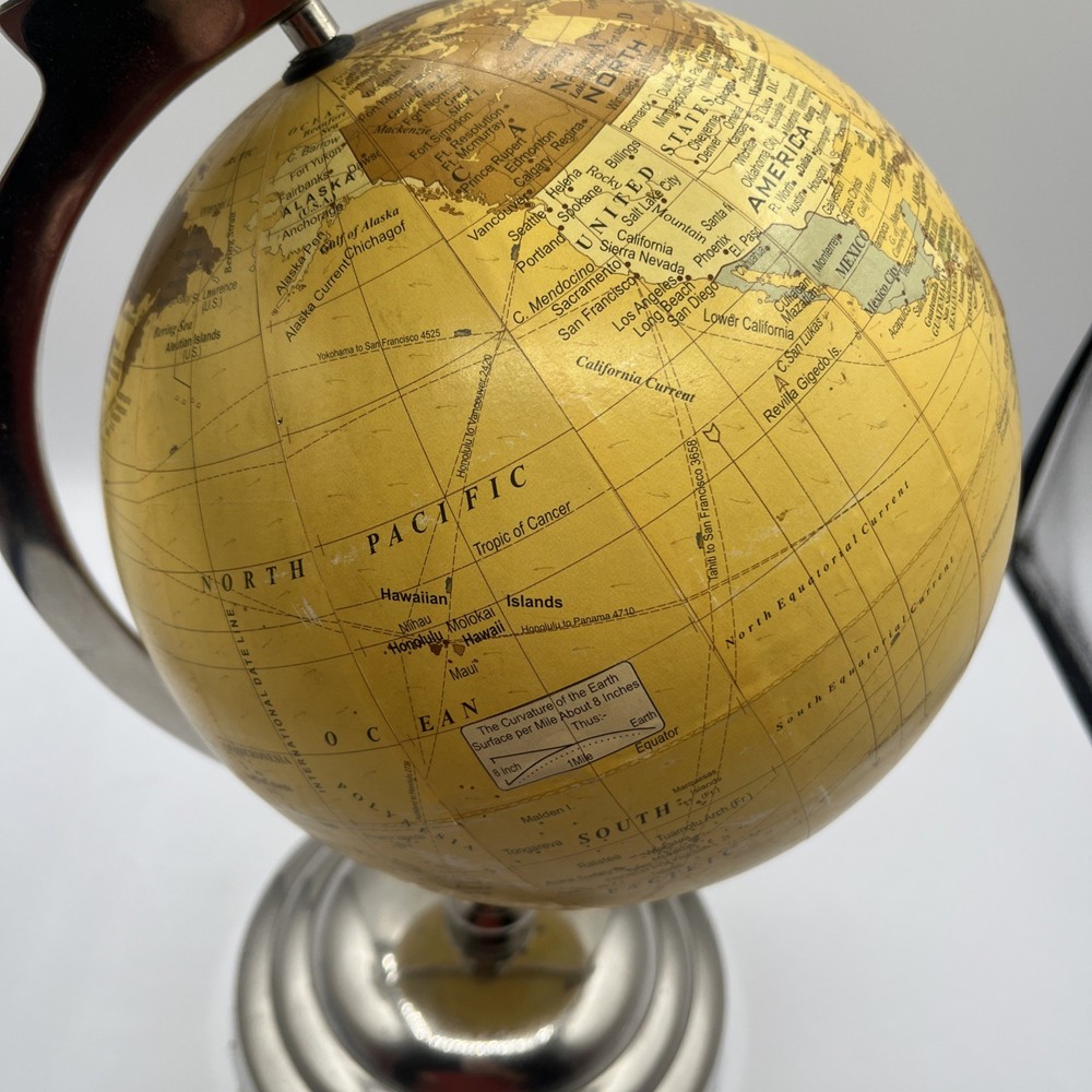Metal Airplane Globe World Map Art Deco Aviation Desktop Propellers Spin