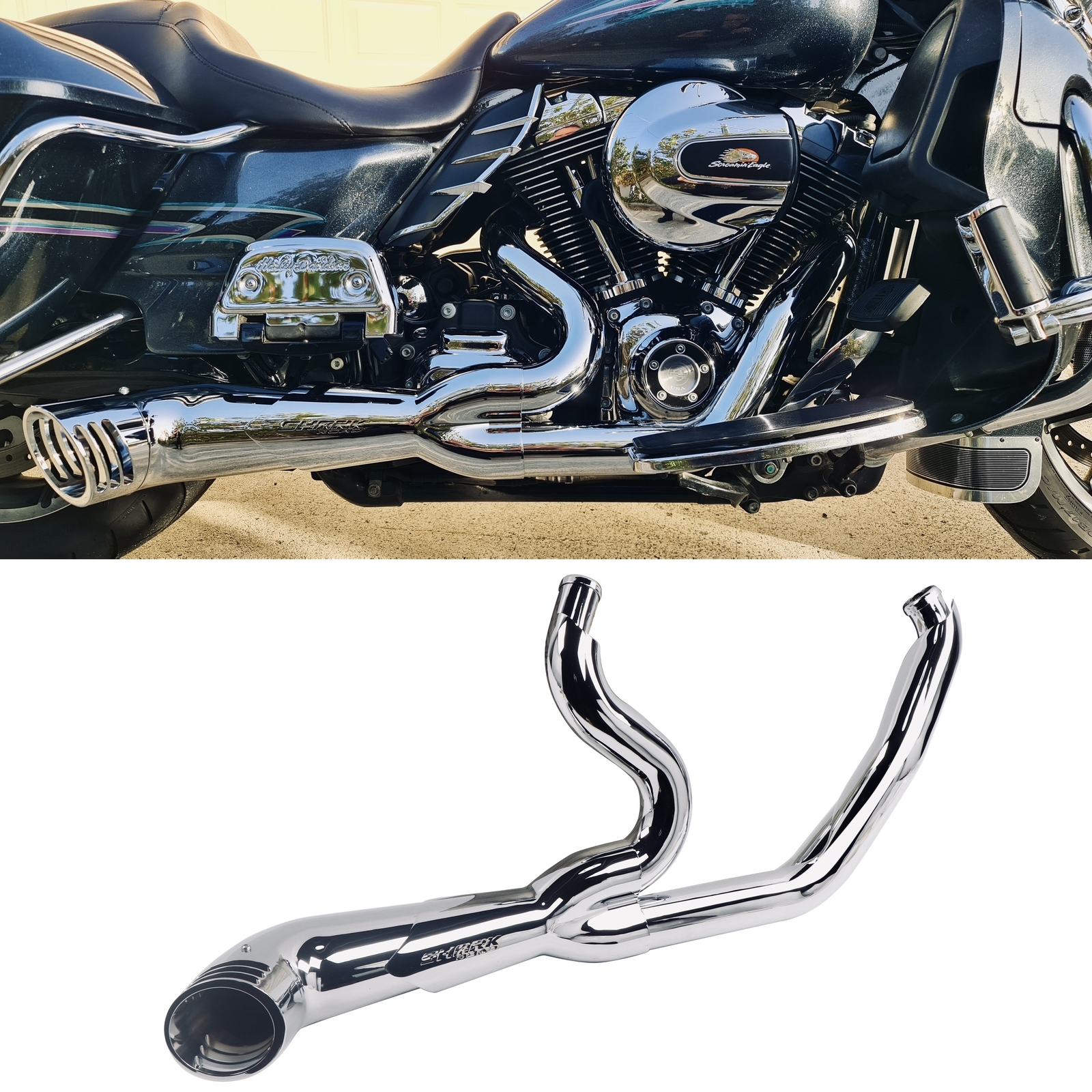 2 Into 1 Exhaust Pipes for Harley 1995-2016 Full Exhaust System Upgrading Chrome