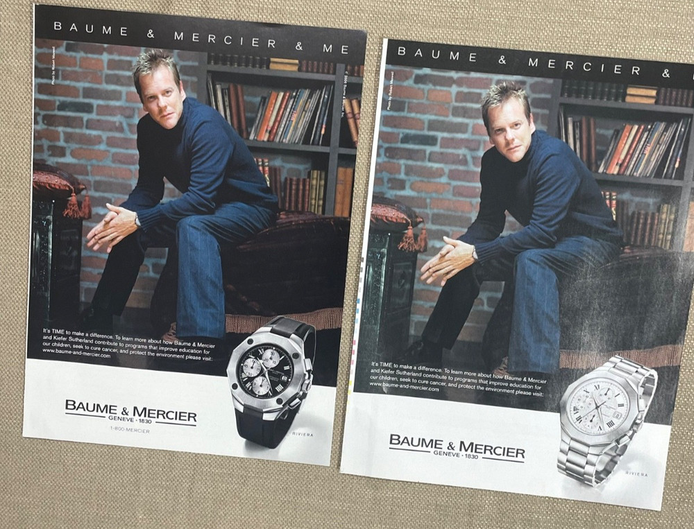 Baume Mercier Kiefer Sutherland Watches 2006 2 versions same ad advertisements