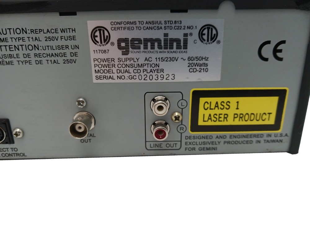 Gemini CD-210 Dual Disc CD Player System - WORKS