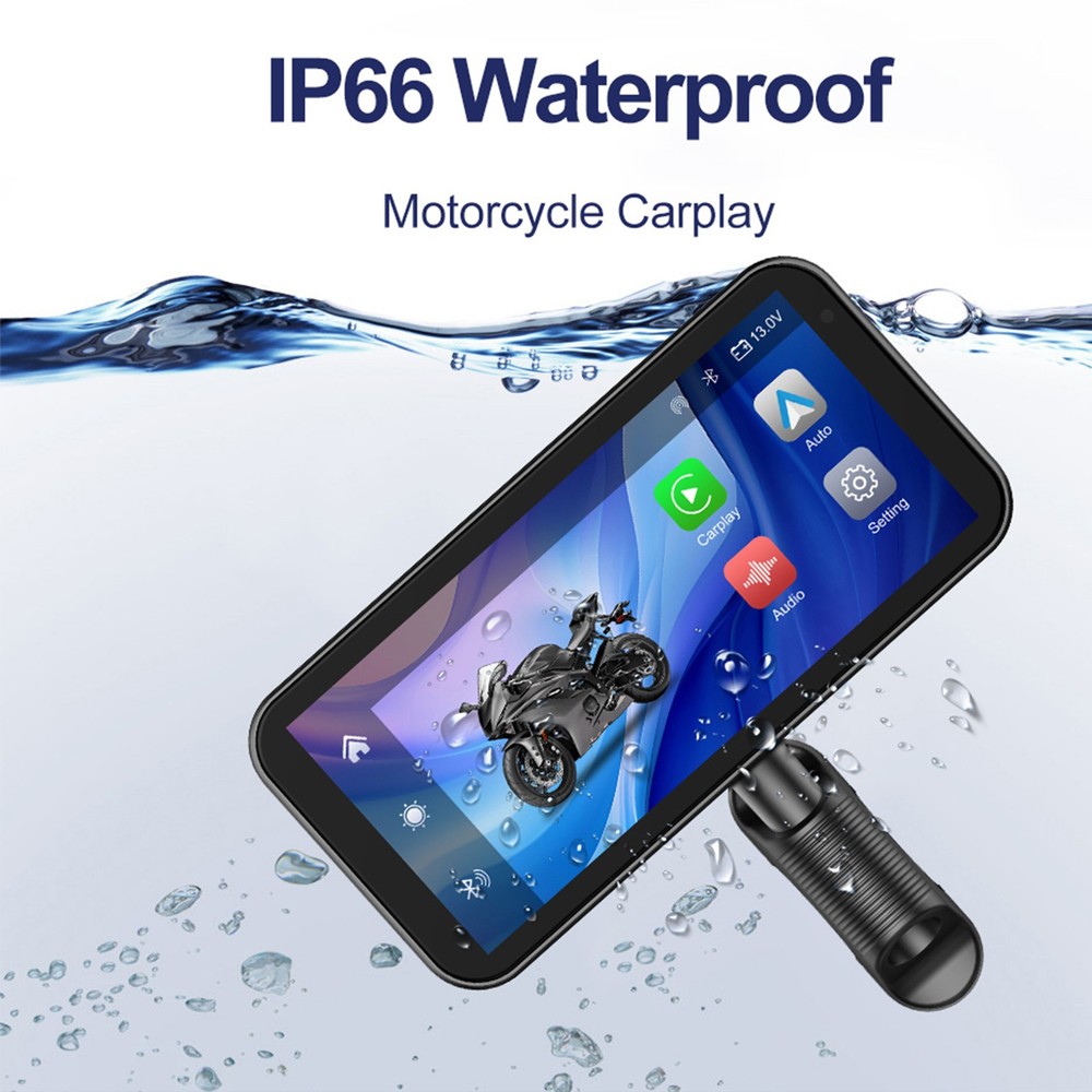 6.25" Motorcycle GPS Navigation Touch Screen Wireless CarPlay Android Auto Cam