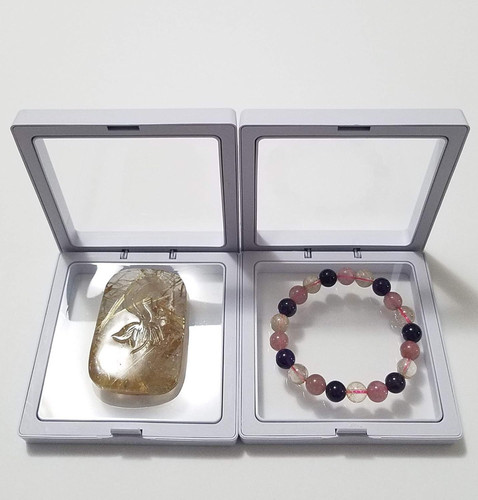 JM Pack of 2 Transparent 3D Floating Frame Display Holder/Box/Frames White