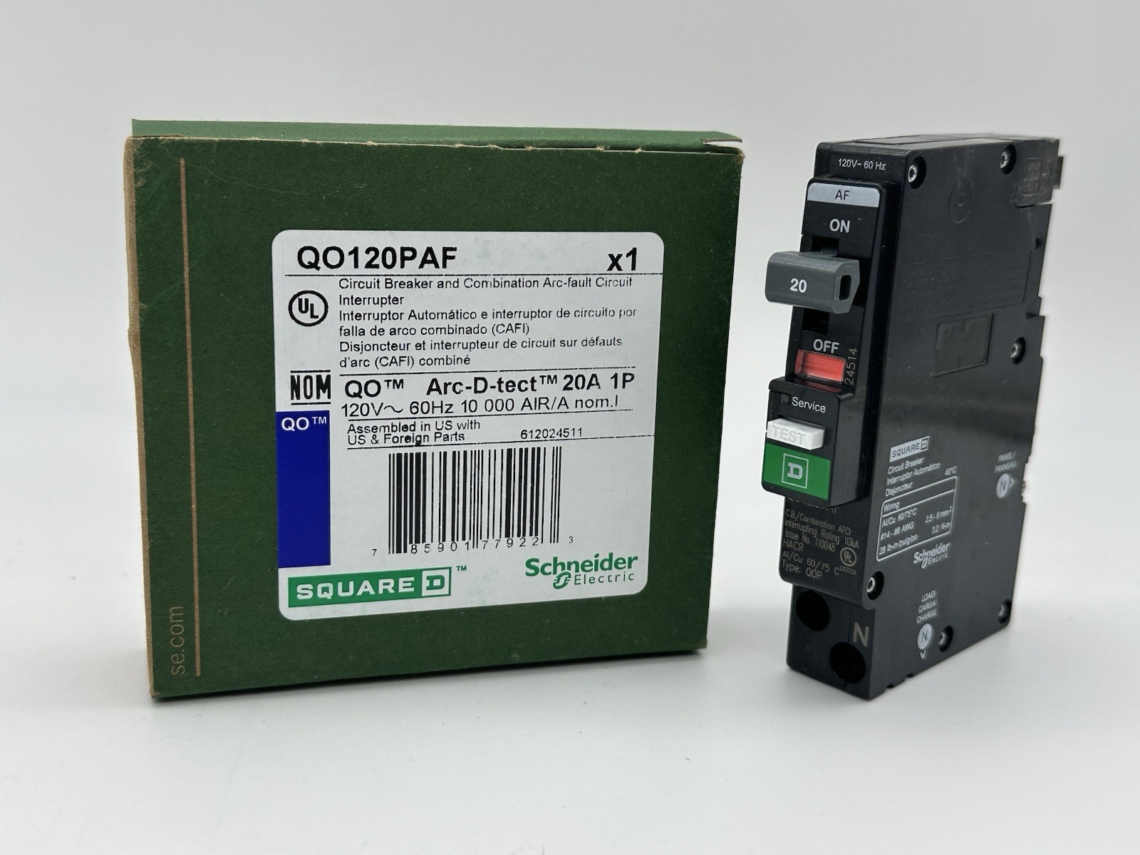 10 PCS -Square D QO120PAF-QO120PCAFI- Arc-fault Circuit Breaker 120v 20A 1P NEW