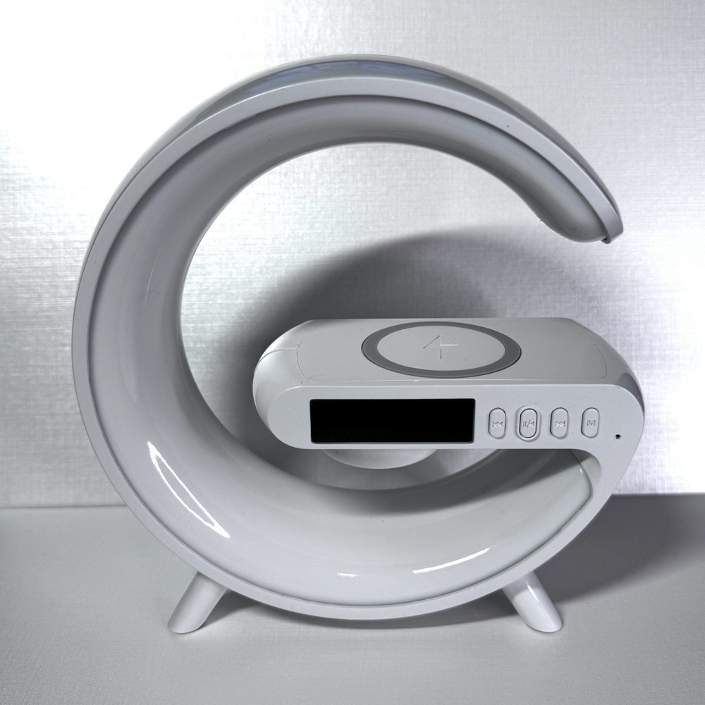 NEW WHITE RGB Sound Machine Bluetooth Speaker Wireless Charging Clock