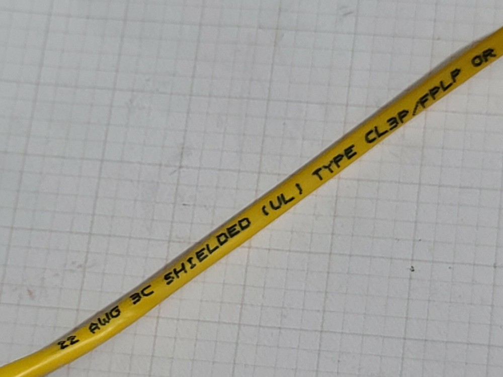 Advanced Digital 912203SD 22/3C Shield Plenum Security/Alarm Cable Yellow /100ft